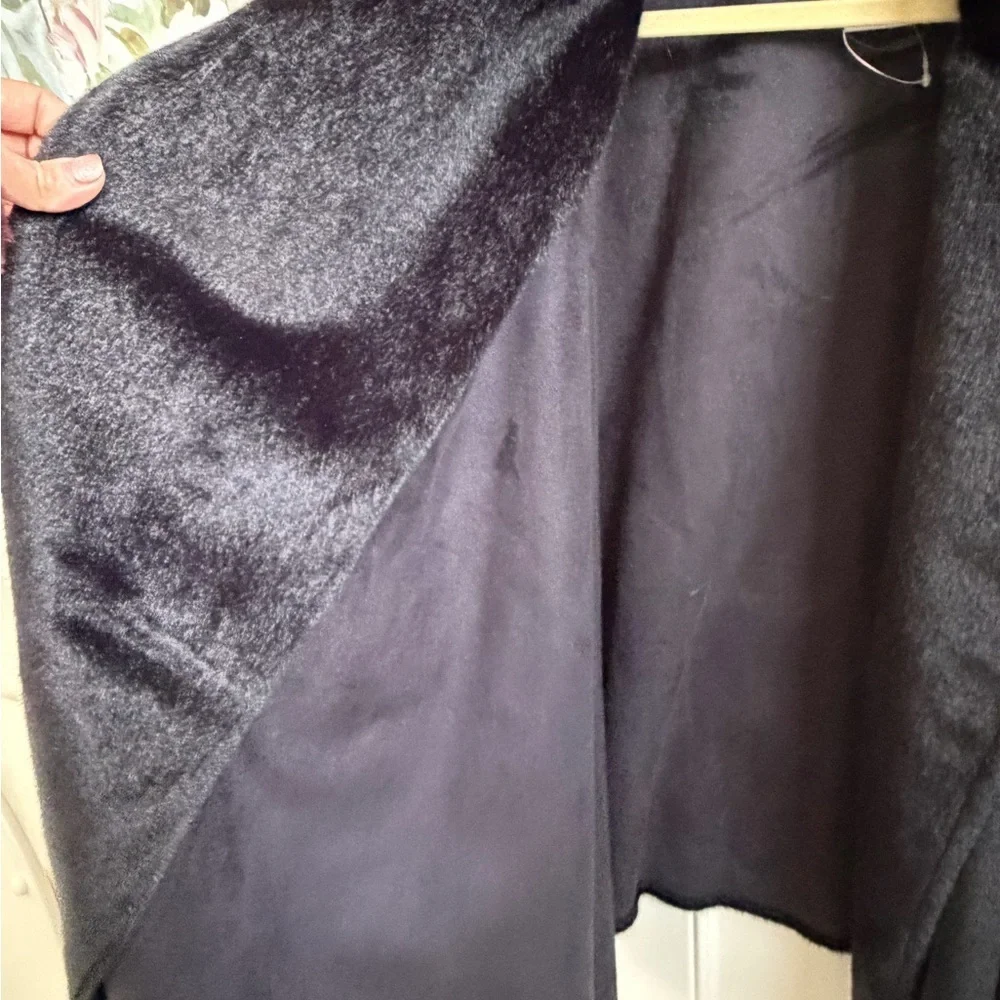 New OS one size large oversized FREE PEOPLE starlett faux fur poncho black coat
